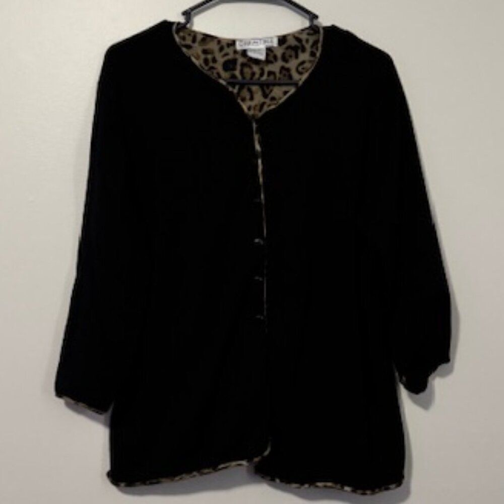 USED Woman's Christina Long Sleeve Button Down Blouse Color Black Size 2X